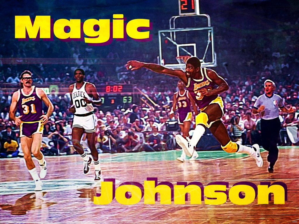 Amazon.com: Magic Johnson Showtime Pass Painting Retro Vintage Art